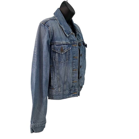 Levi's Distressed Aged Vintage Wash Jean Shirt/Jacket Women's S Blue Button-Up - Picture 3 of 10
